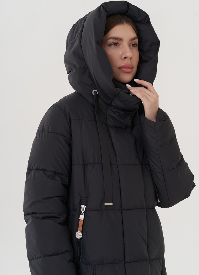 Женский пуховик с капюшоном  модель № 25448 универмаг малина