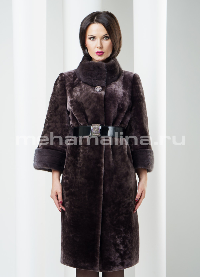 Шуба астраган с норковой стойкой модель № S-223 в кредит