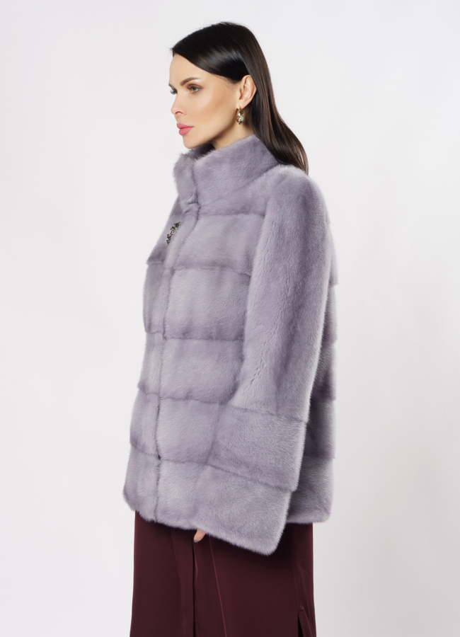 Укороченная норковая шуба голубого цвета модель № S-870 универмаг малина