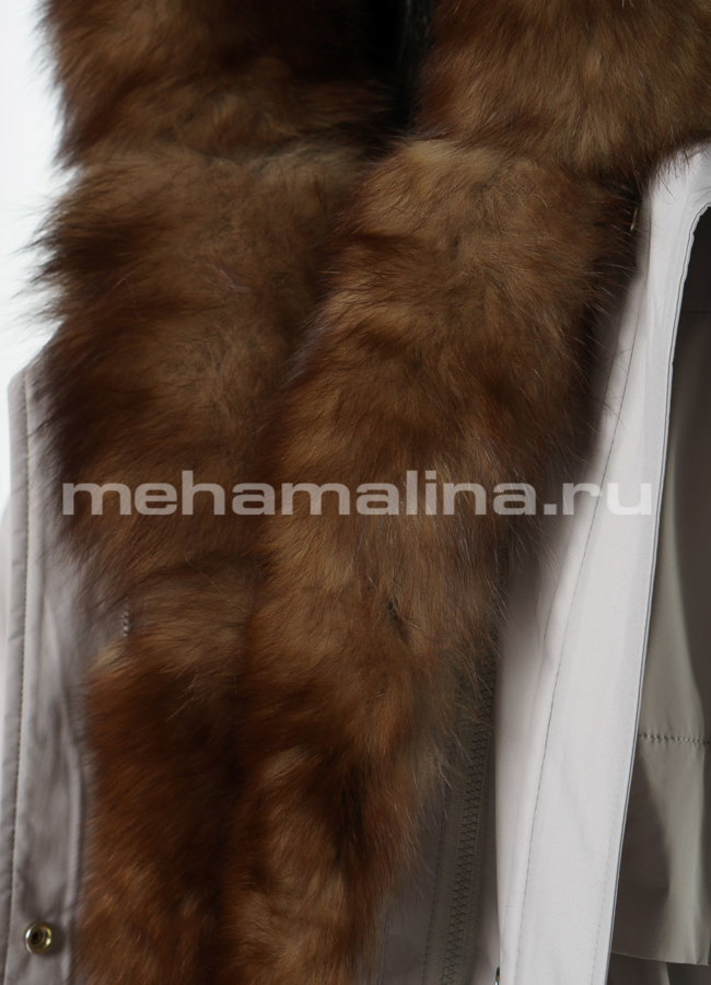 Удлиненная парка серого цвета модель № 12450 универмаг малина