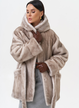 Норковая шуба с капюшоном  Норковая шуба с капюшоном