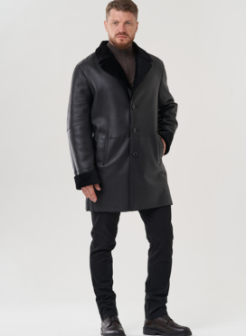 Дубленка мужская черного цвета 