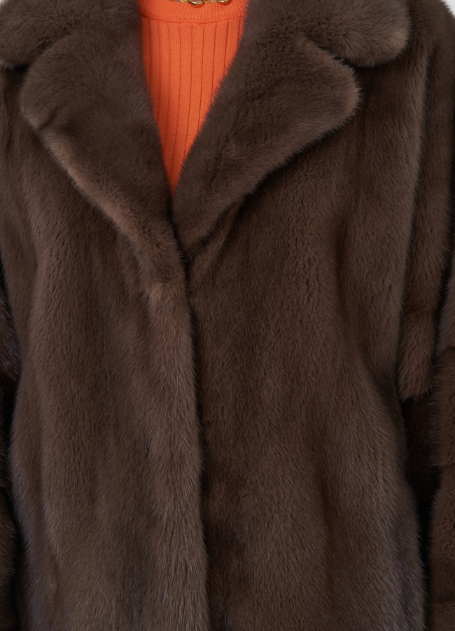 Норковая шуба с английским воротником  модель № 24659 универмаг малина