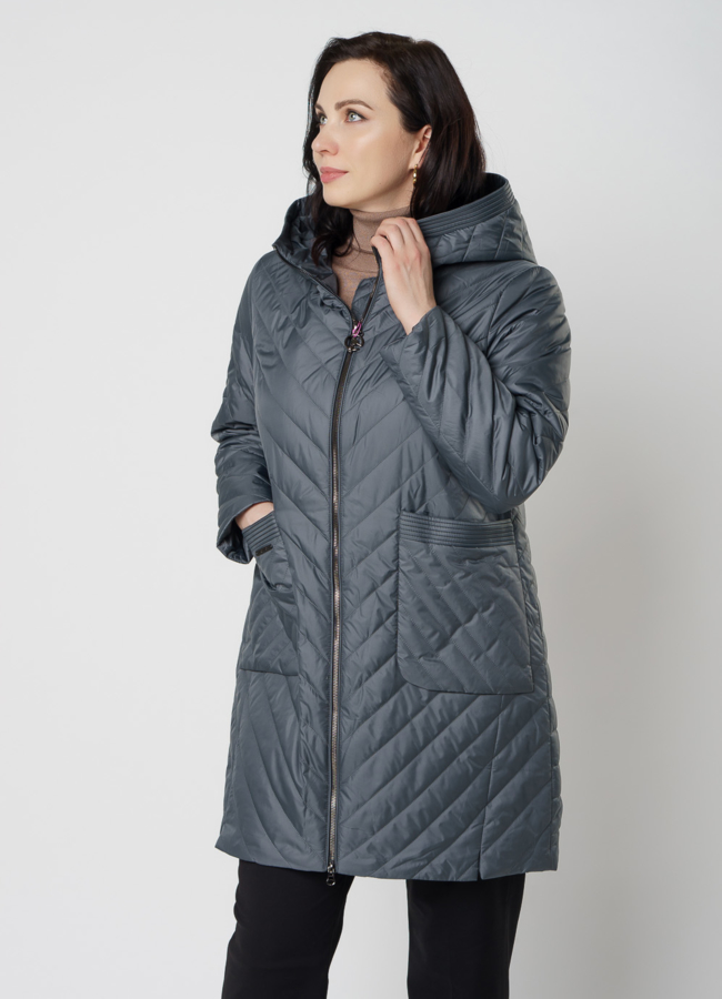 Полупальто женское зеленого цвета модель № 20669 в рассрочку