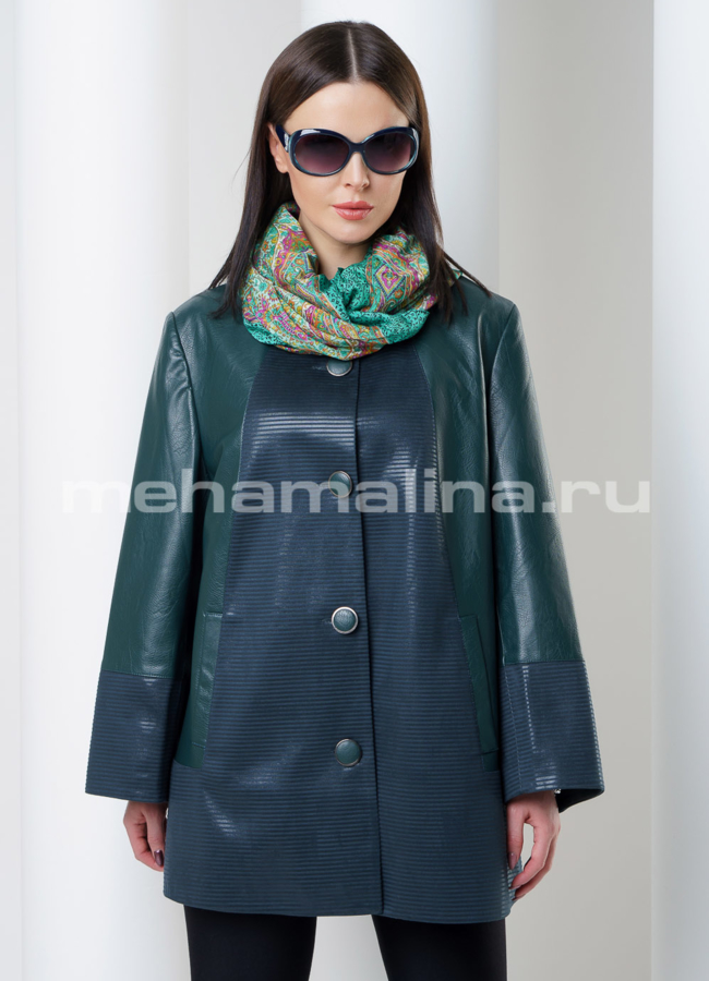 Куртка из эко кожи модель № K-365 меха малина