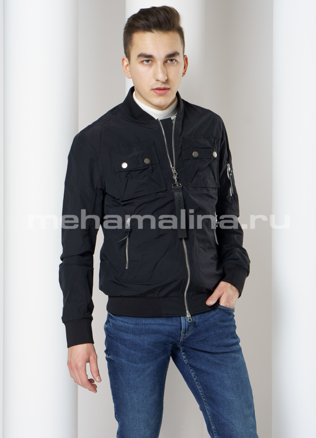 Куртка бомбер с накладными карманами модель № 5310 меха малина