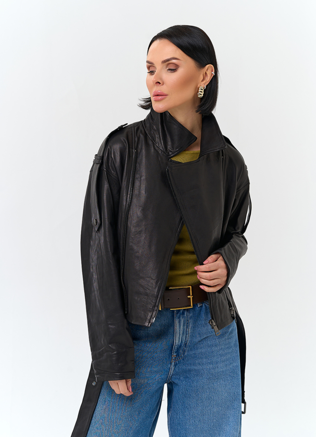 фото Женская куртка косуха из натуральной кожи модель № 26849