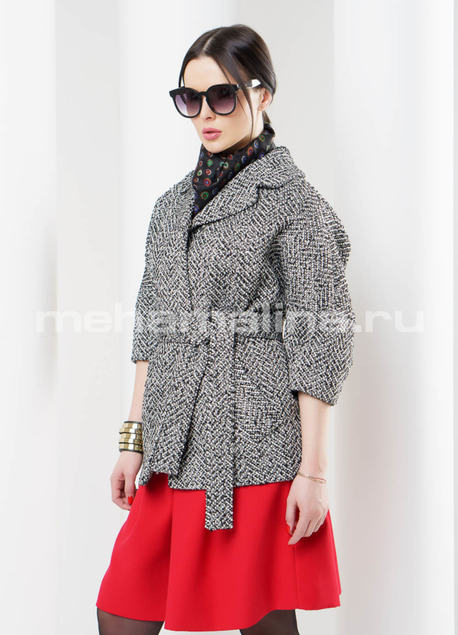 Укороченное пальто модель № BP-39 меха малина