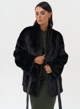 Норковый жакет черного цвета