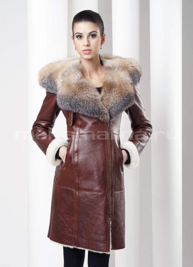 Дубленка натуральная с покрытием модель № D-101 в кредит