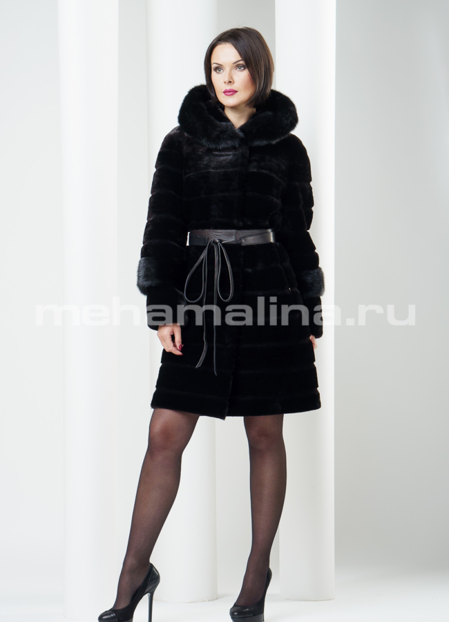 фото Шуба из мутона со съемным рукавом 3/4 модель № S-222