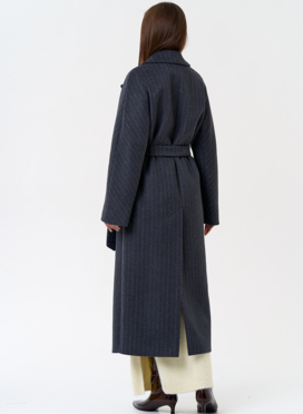 Женское длинное пальто с поясом