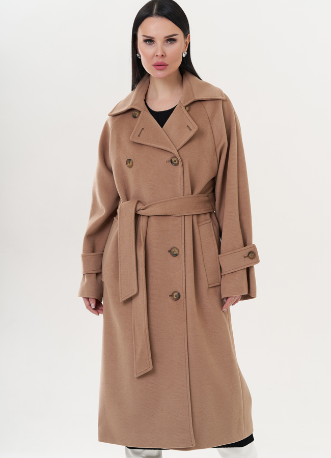 Женское пальто в цвете кэмел модель № 26423 универмаг малина