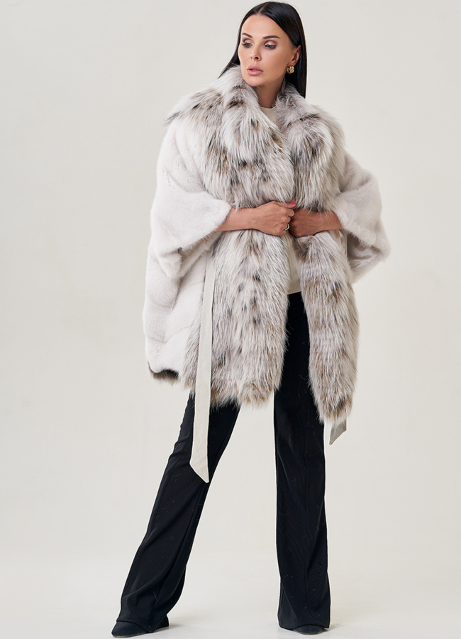 фото Куртка из меха норки с отделкой из чернобурки модель № 2209