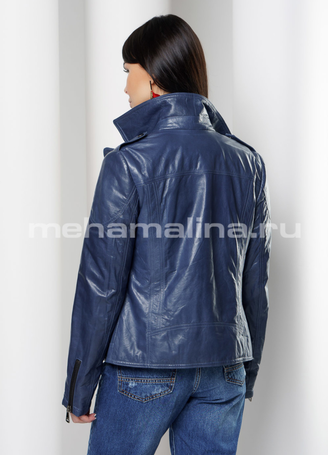 Женская куртка синего цвета с воротником модель № 10663 в кредит