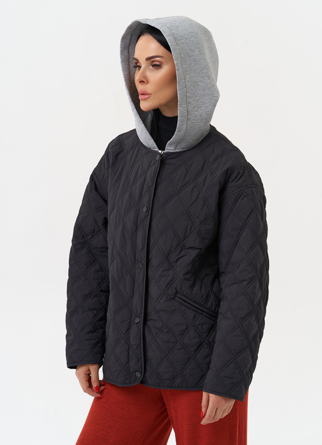 Женская куртка со съемным трикотажным капюшоном модель № 30044 универмаг малина