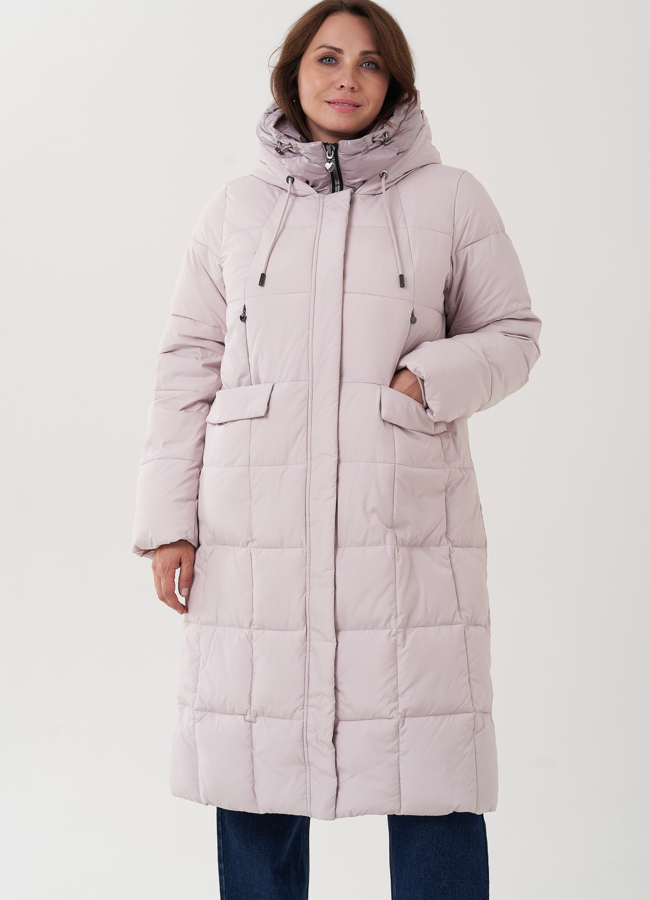 Женский пуховик с капюшоном  модель № 25722 меха малина