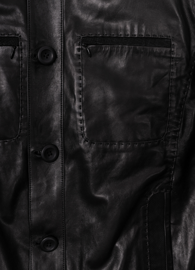 фото Куртка кожаная черного цвета модель № С-110