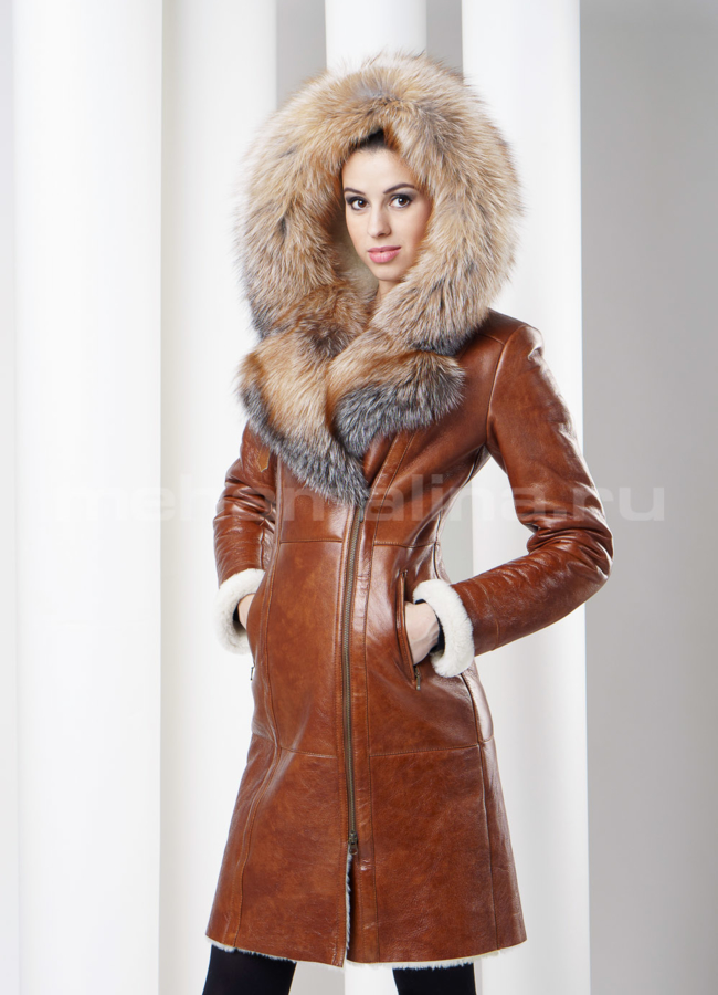 фото Дубленка на молнии, цвет виски модель № D-112