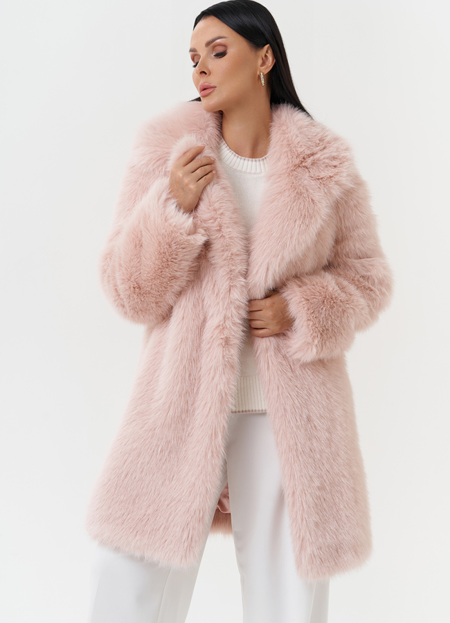 Шуба из эко меха под песца модель № 28680 универмаг малина