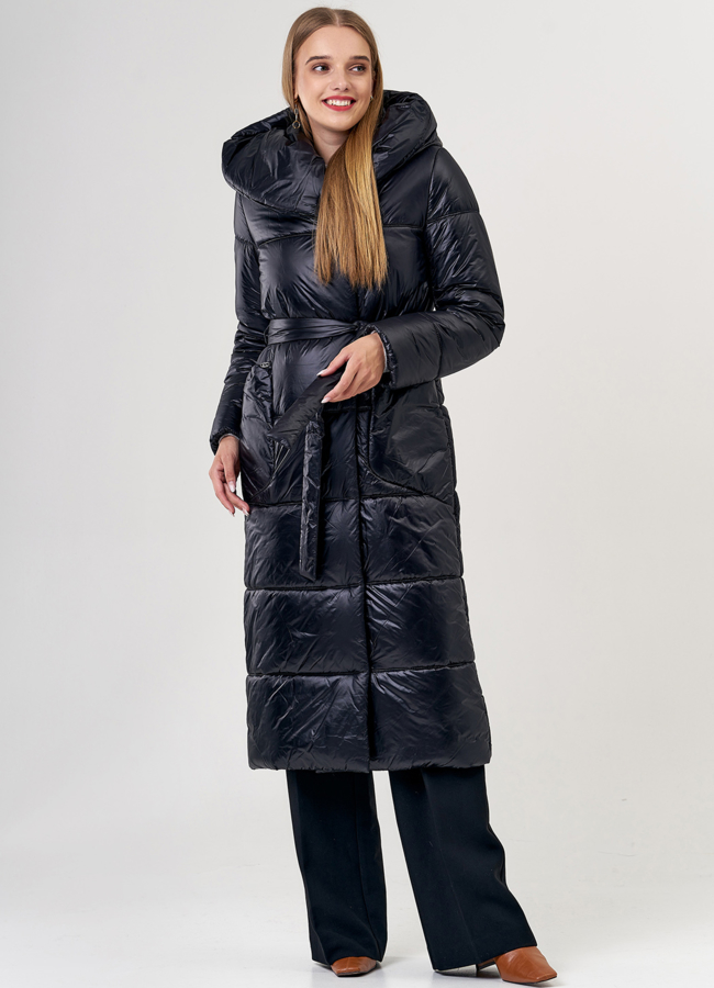Женский пуховик в черном цвете модель № 0107/1 универмаг малина