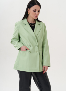 Пиджак из эко кожи с английским воротником