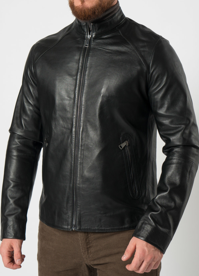 Мужская куртка из натуральной кожи в черном цвете модель № 21613 универмаг малина