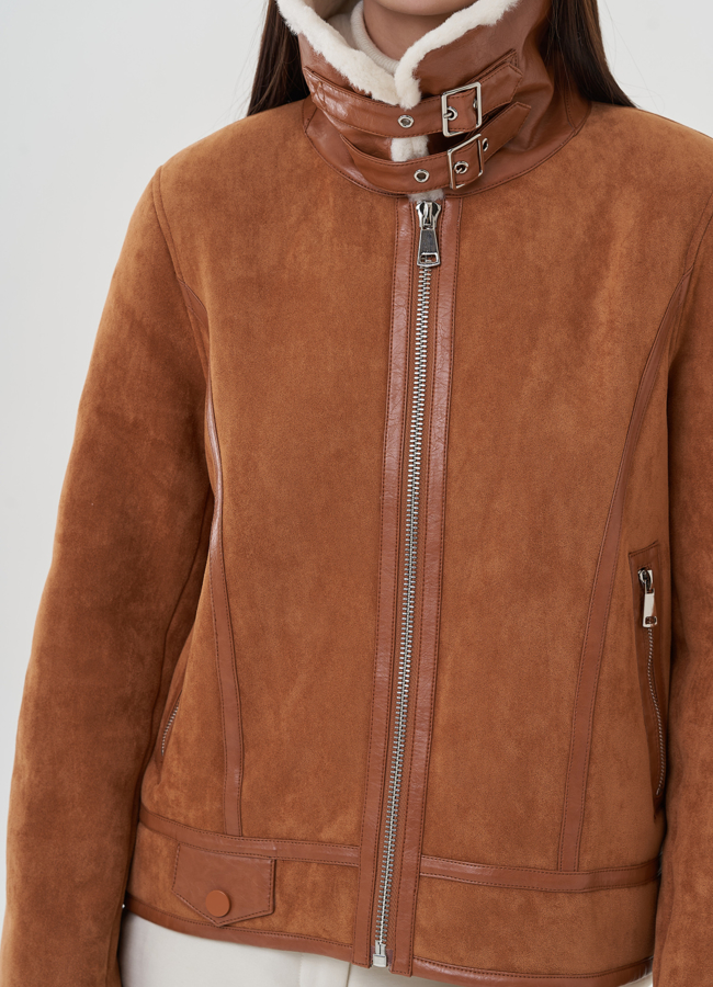 Женская дубленка из эко замши  модель № 25355 универмаг малина