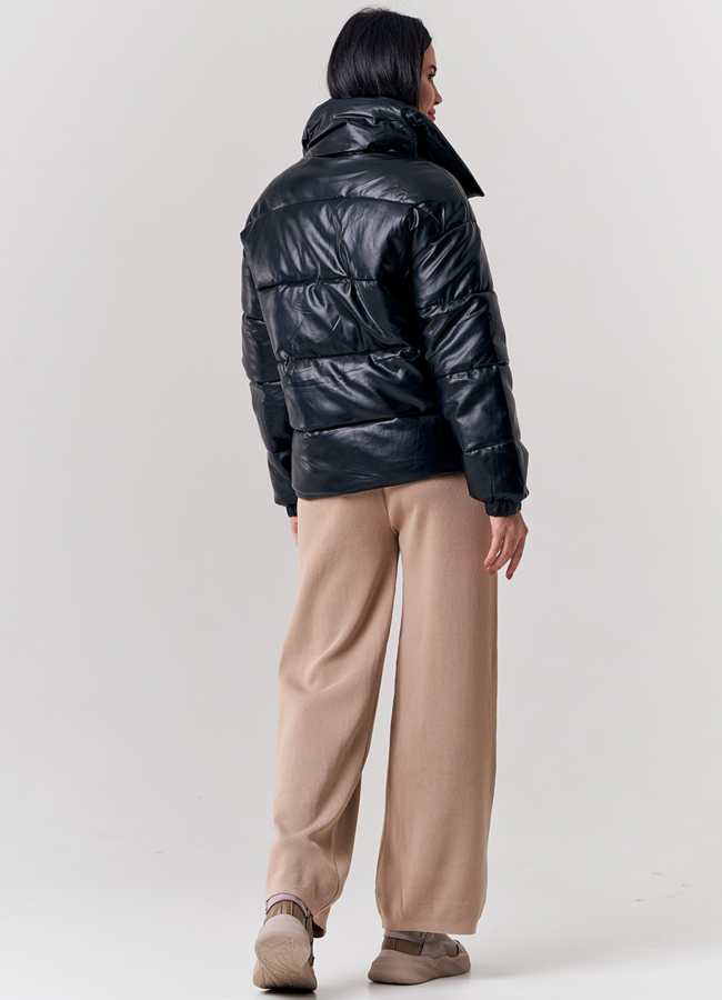 Куртка из эко кожи в черном цвете модель № 21826 в рассрочку