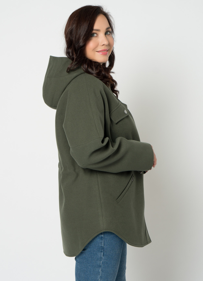 Парка женская в зеленом цвете с капюшоном модель № 21671 в кредит