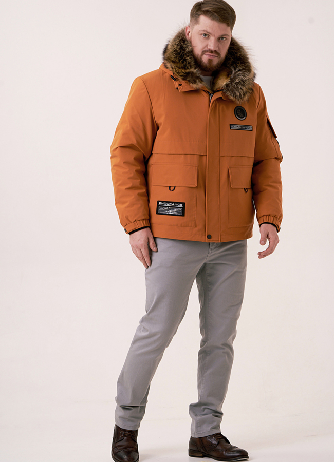 Мужская парка с меховой отделкой  модель № 387 универмаг малина