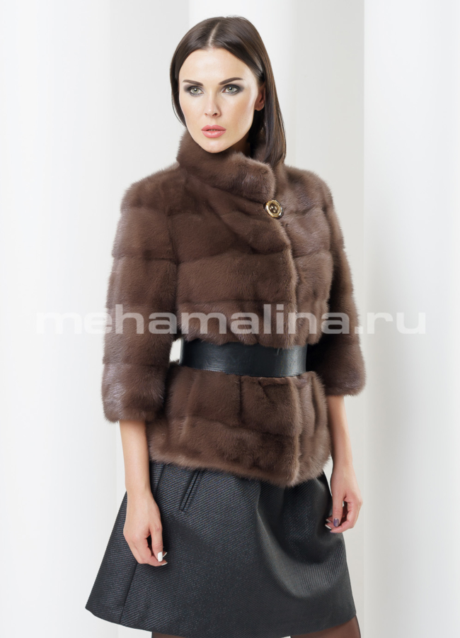 Шуба из норки, цвет соболь модель № S-444 универмаг малина