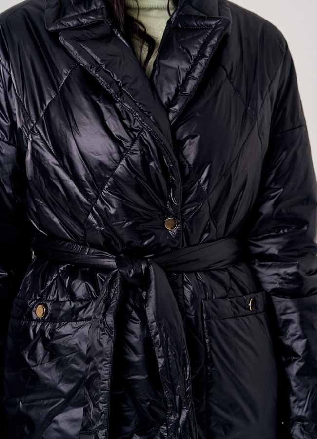 Пальто укороченное демисезонное черного цвета модель № 20493 универмаг малина