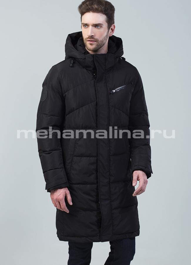 Пуховик зимний удлиненный модель № КМ-53 меха малина