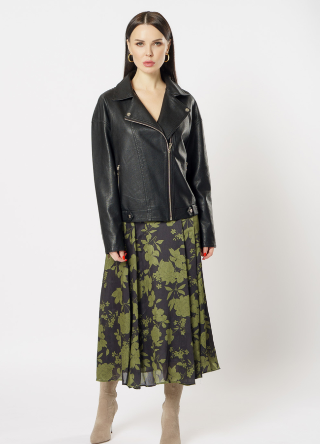 фото Куртка из эко кожи черного цвета модель № 20637