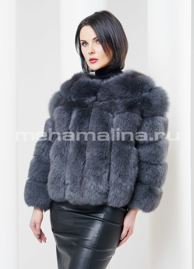 Жакет из меха песца укороченный  модель № M-86 меха малина