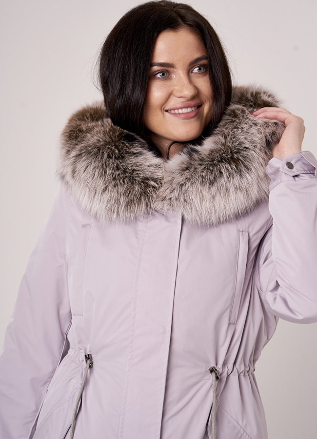 Женская парка с мехом песца модель № 18173 универмаг малина