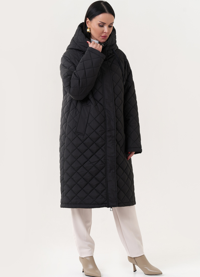 фото Стеганый пуховик с капюшоном модель № 25619