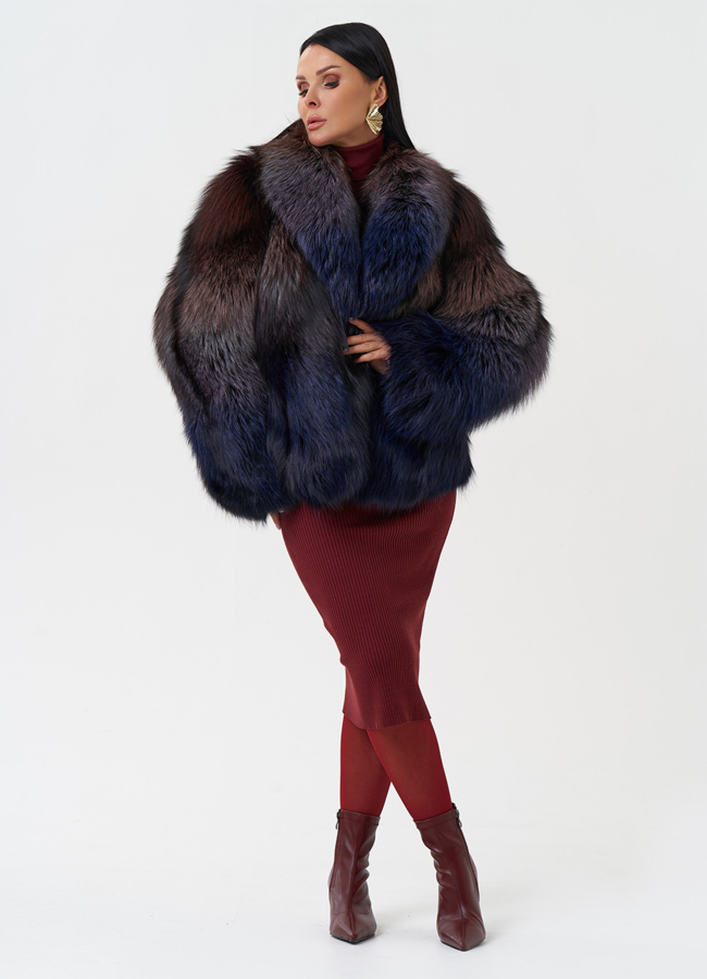 Женская шуба из меха чернобурки модель № 28596 универмаг малина
