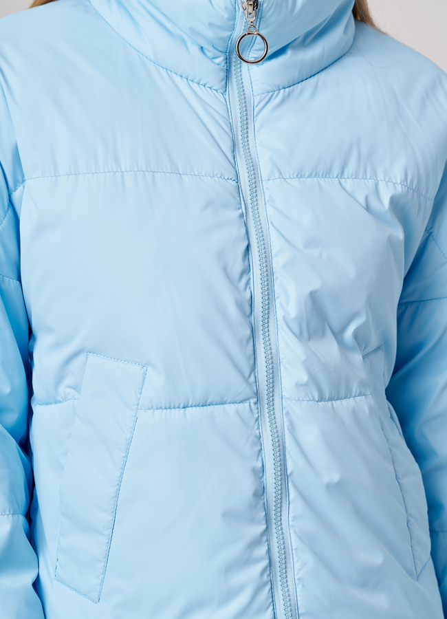 Укороченная женская куртка голубого цвета модель № 8211 универмаг малина