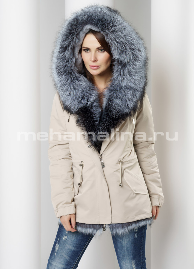 Парка модель № П-308 меха малина