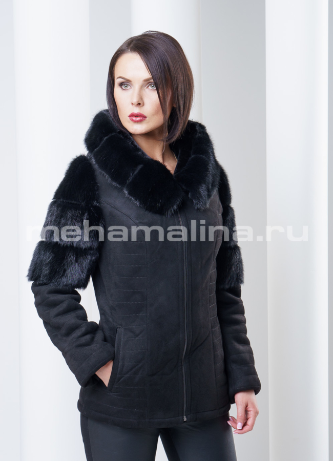Дубленка с норковым оформлением модель № D-138 в рассрочку