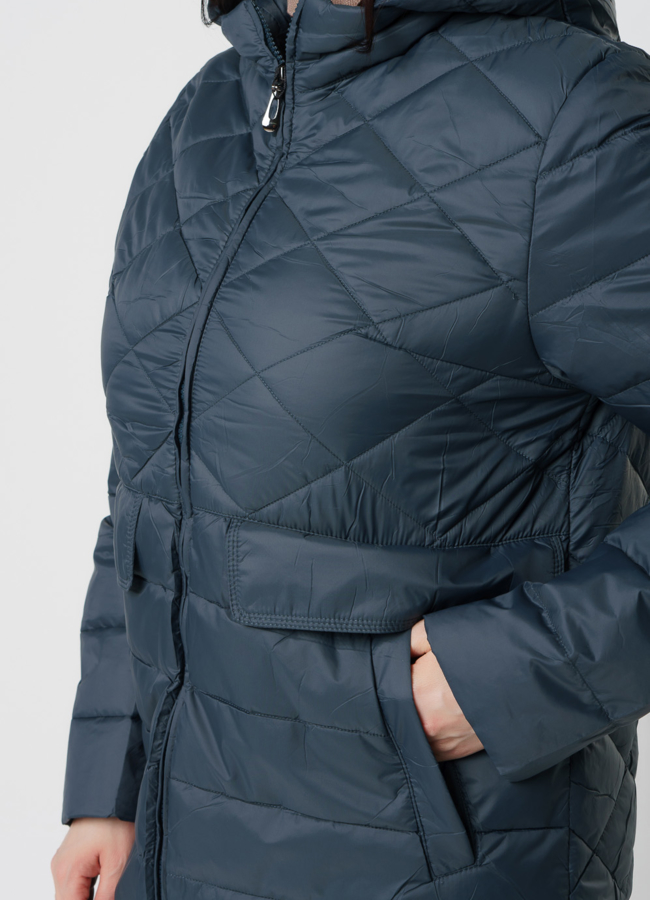 Женское демисезонное пальто зеленого цвета модель № 20596 универмаг малина