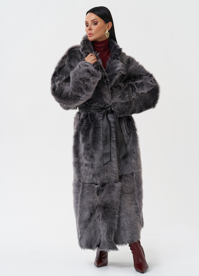 Двухсторонняя натуральная дубленка модель № 28421 универмаг малина