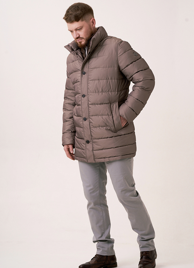 Мужской пуховик на пуговицах со стойкой модель № 3254 универмаг малина