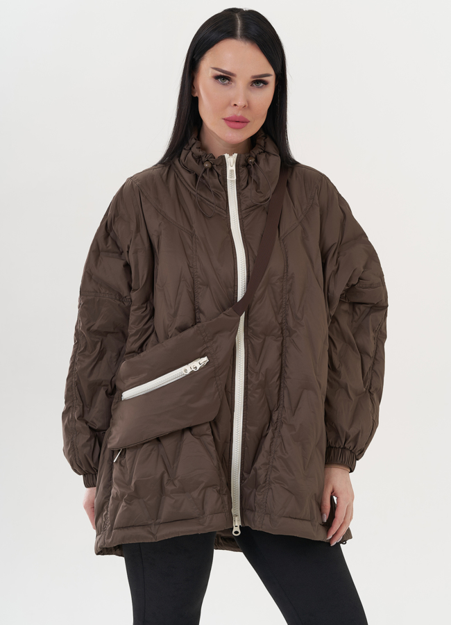 Женская куртка оверсайз в коричневом цвете модель № 26668 универмаг малина