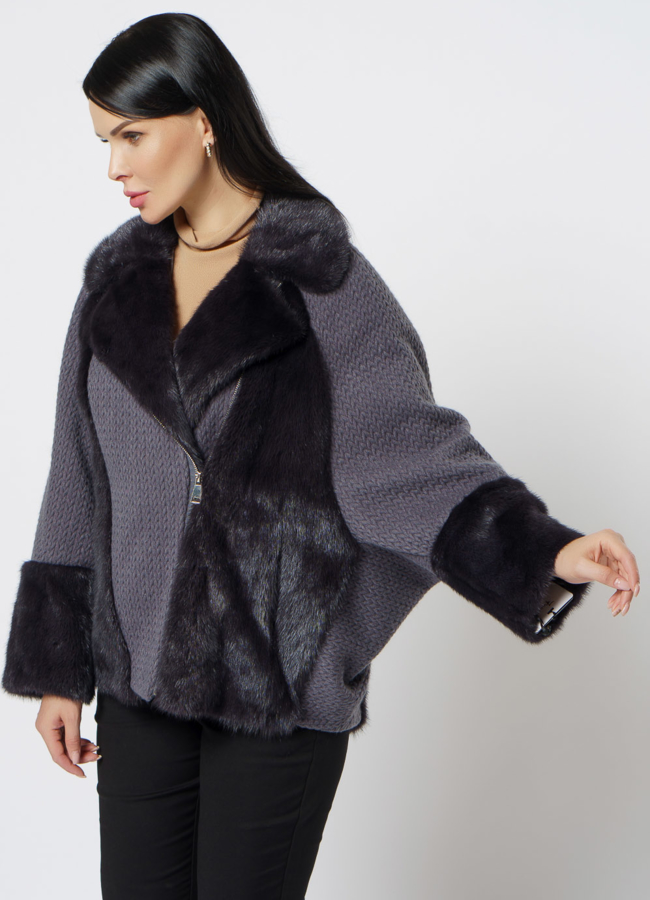 Укороченное пальто с мехом модель № 1903 универмаг малина