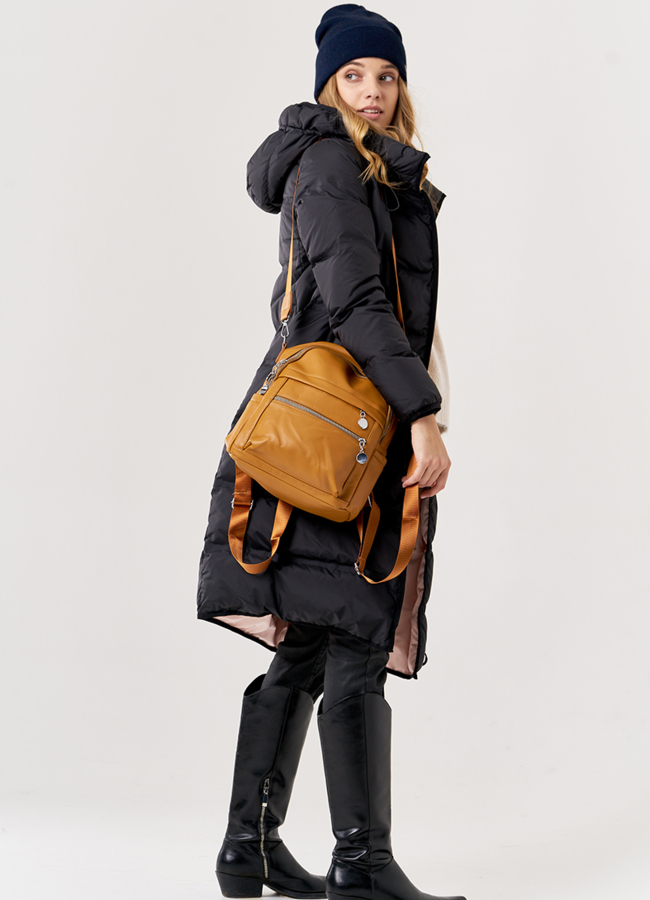 Рюкзак женский желтого цвета модель № ZR M1 меха малина