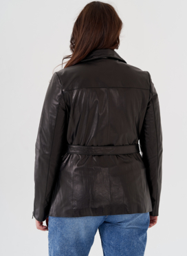 Женская кожаная куртка с поясом