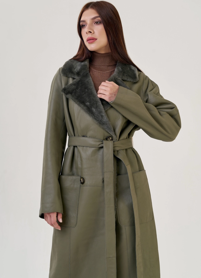 Женская дубленка с английским воротником  модель № 23249 универмаг малина
